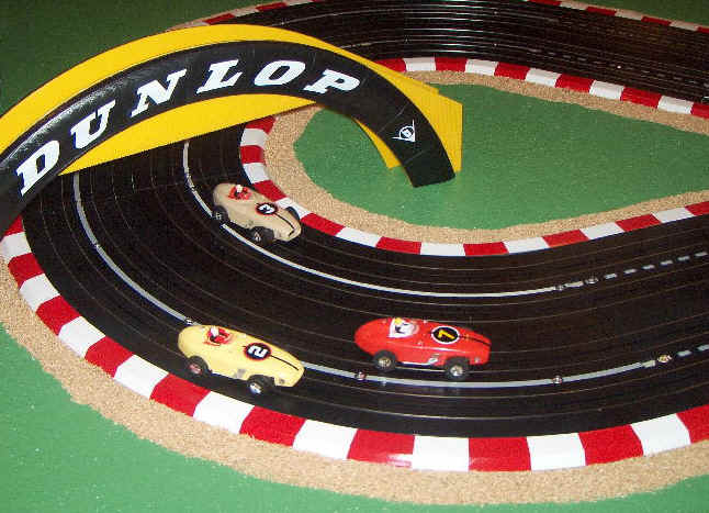 Painted Track Aprons on a 4-Lane Model Motoring Layout