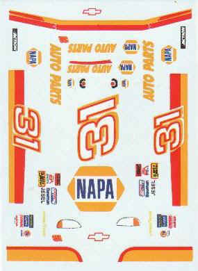 NASCAR NAPA #31 Decals