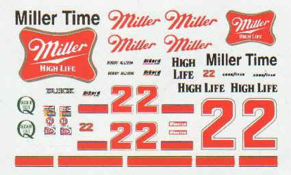 NASCAR Miller #22 Decals