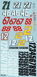 NASCAR Number Stickers Sheet #2